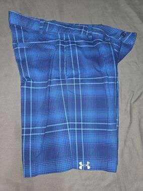 Under Armour Blue Plaid Athletic Shorts